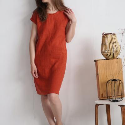 Robe midi en lin à manches courtes SEINE
