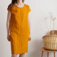 Robe midi en lin à manches courtes SEINE