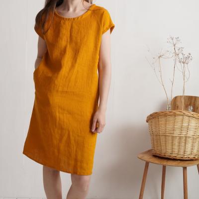 Robe midi en lin à manches courtes SEINE