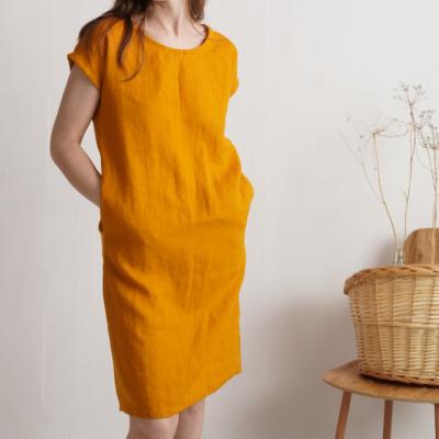 Robe midi en lin à manches courtes SEINE