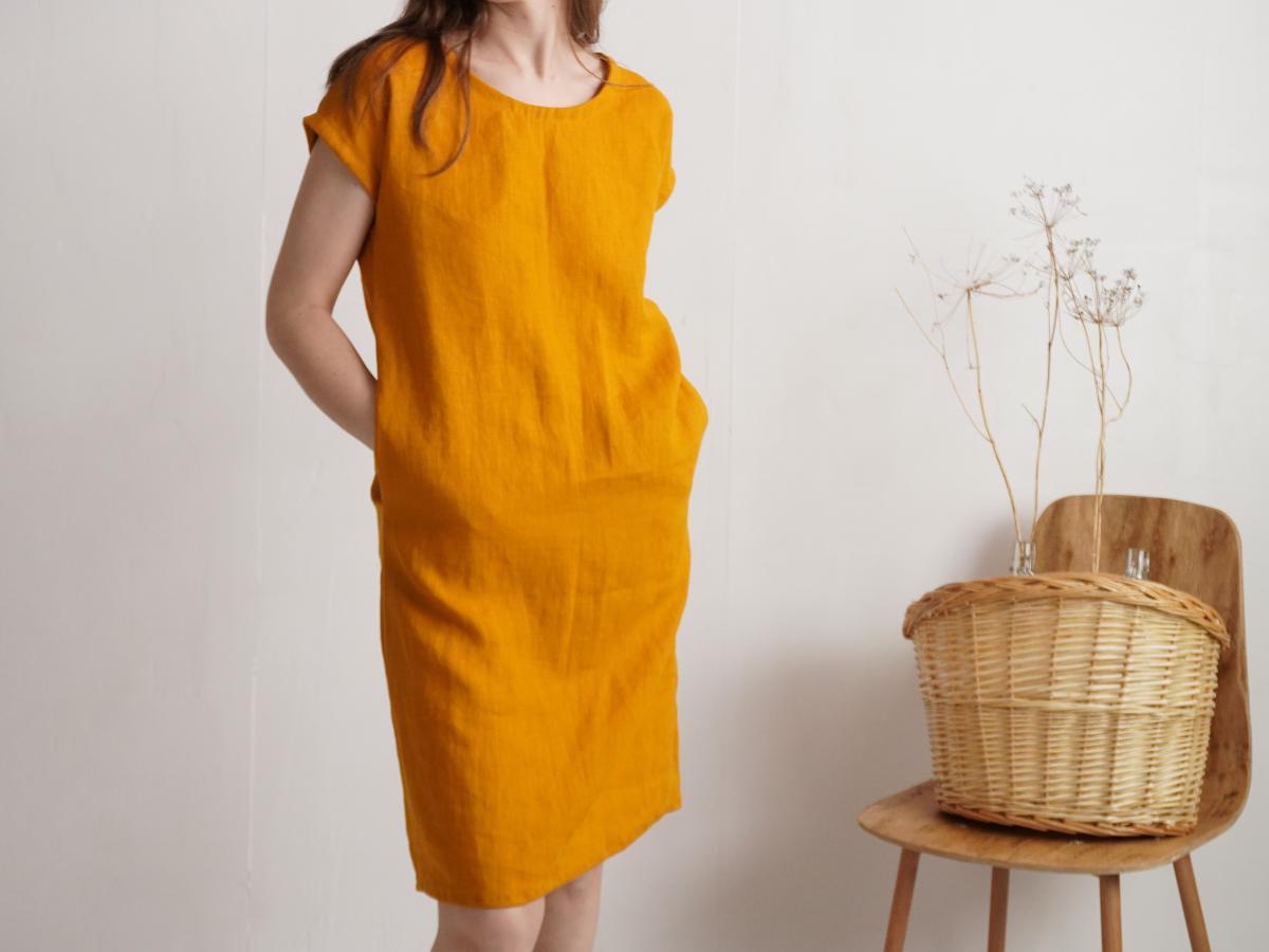 Robe midi en lin à manches courtes SEINE