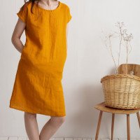 Robe midi en lin à manches courtes SEINE