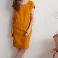 Robe midi en lin à manches courtes SEINE