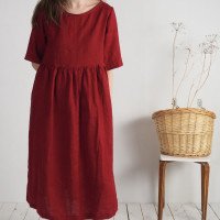 Robe longue bohème en lin à taille empire COLORADO