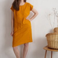 Robe midi en lin à manches courtes SEINE