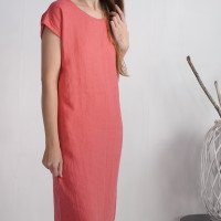 Robe longue en lin à manches courtes HUALLAGA