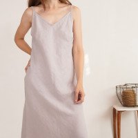 Robe longue en lin à dos en V YAMUNA