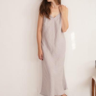 Robe longue en lin à dos en V YAMUNA