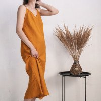 Robe longue en lin à dos en V YAMUNA