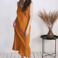 Robe longue en lin à dos en V YAMUNA