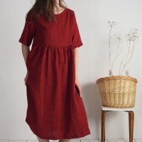 Robe longue bohème en lin à taille empire COLORADO