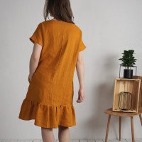 Robe rétro en lin à volant MAMORE